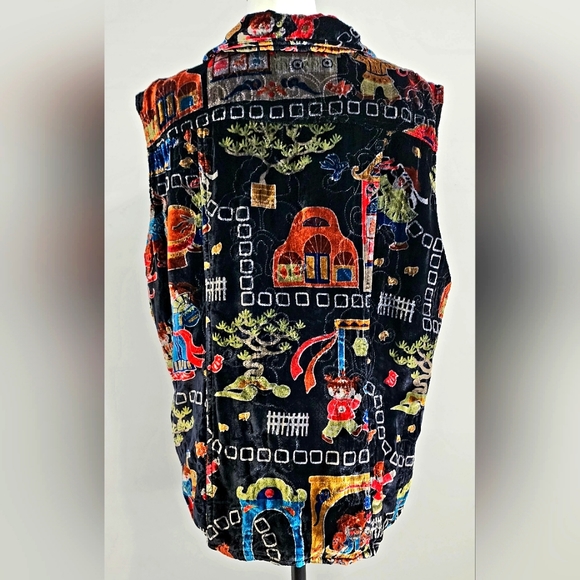 CHICO'S Vintage Women Collared Shirt Size L Black Sleeveless Button Lined - Picture 4 of 6